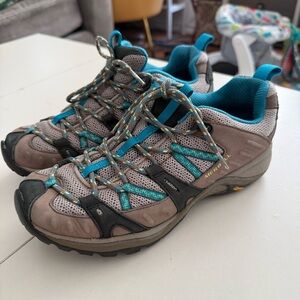 Merrell Siren Edge Hiking Trail Shoes Grey Teal Vibram Sole Gorpcore Running